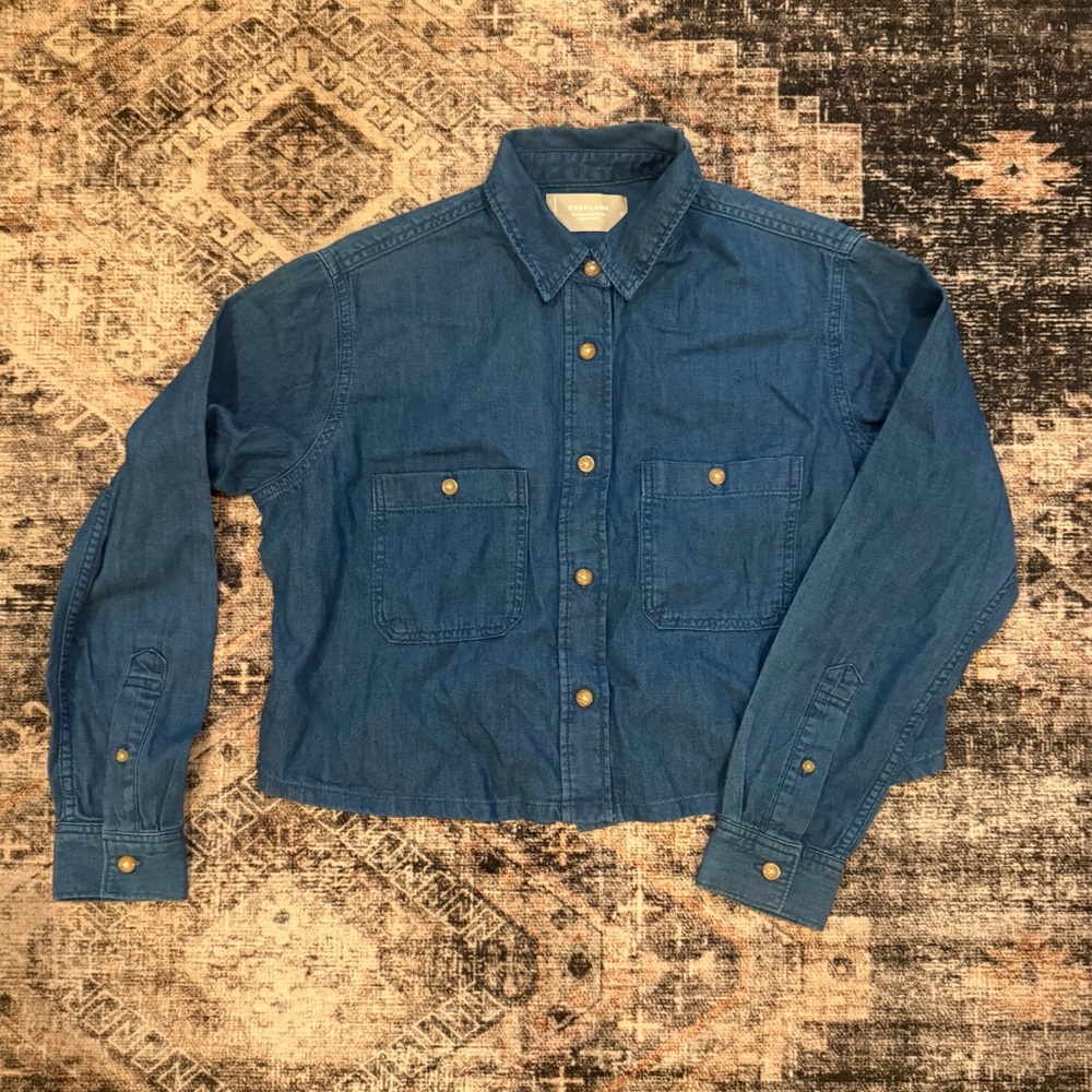 Everlane Classic Denim Cropped Button Down